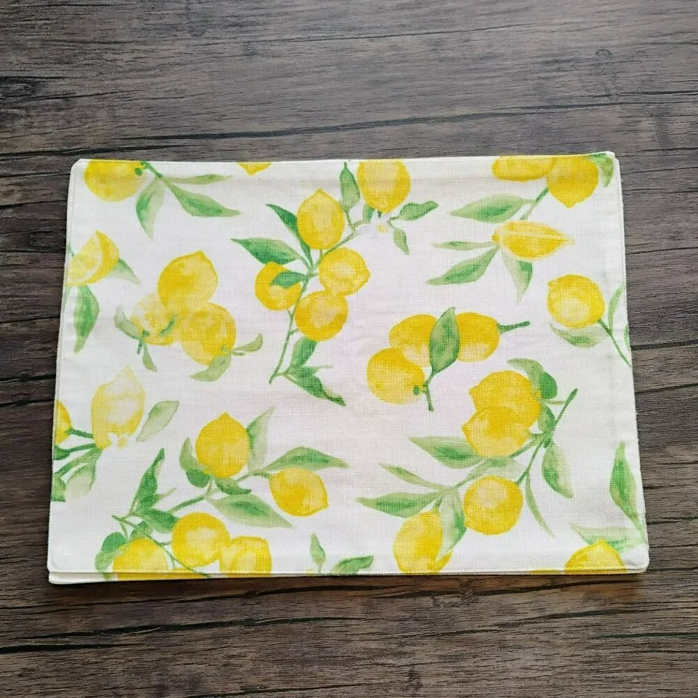 Farmhouse Lemon & Leaves Placemats, Set of 4, The Food Network Citrus Decor